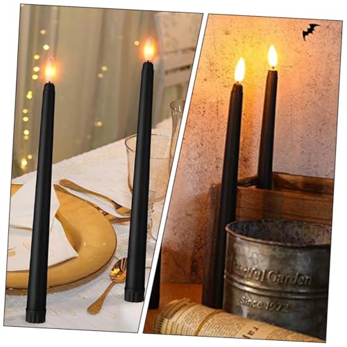 Decoración navideña y bodas con velas cónicas LED negras de mesa 5