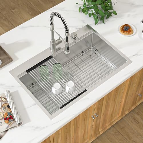36-Kitchen-Sink-Drop-In-Donsdey-36×22-Inch-Kitchen-Sink-Ledge-Workstation-Drop-In-Topmount-16-Gauge-Stainless-Steel-Single-Bowl-Over-Mount-Sink-Basin 36 Kitchen Sink Drop In Donsdey 36×22 Inch Kitchen Sink Ledge Workstation Drop In Topmount 16 Gauge Stainless Steel Single Bowl Over Mount Sink Basin
