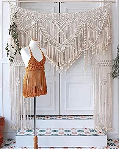 S.N.HANDICRAFTS Macrame Large Curtain Bohemian Boho Decoration Backdrop Wedding Wall Hanging (60X85) - Image 3