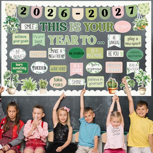 This is Your Year Bulletin Board Decorations Welcome Back to School Bulletin Board Sets Inspirational Poster Positive Affirmations Wall Decor for Teacher School Office Chalkboard Wall Door Decor - Image 5