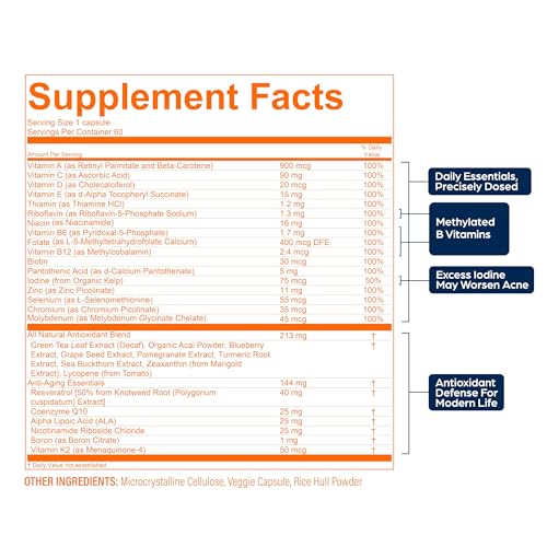 Image of PS Longevity Supplement - Anti-Aging Multivitamin for Men & Women - Premium Methylated B Vitamins, CoQ10, NR, Urolithin A & Natural Antioxidants - Cellular Health, Energy & Memory - 2 Month Supply
