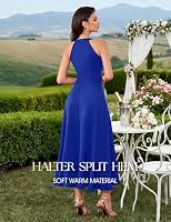 Neckholder Abendkleid Damen Lang Festliche Kleider Elegant LM08 RoyalBlue S – Ansicht 5