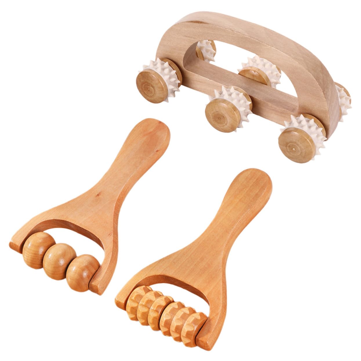 VALICLUD 3 Set Set Massaggiatore Bob Massaggiatore Portatile Piedi Cervicale A Mano Per I Muscoli Manuale Di Legno 3 Pezzi * 3