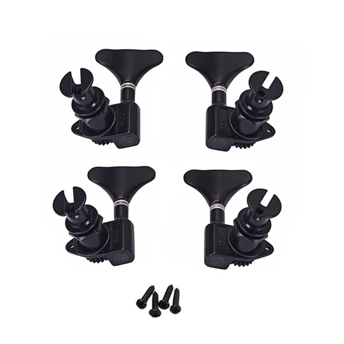 Gc117 2l 2r Meccaniche Chiuse per Ukulele Nere in Metallo | Stile Vintage, 4 Ferrules e 4 Viti Incluse, Ricambio per Piroli Usurati o Rotti