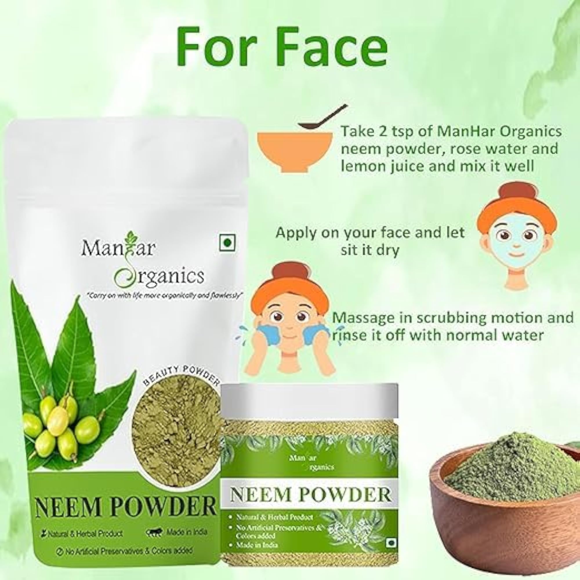 Neem Powder for Hair & Face Pack, 100g