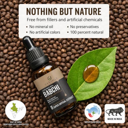 Image of CARAWAY BABCHI OIL - Supercritical CO2 Extract| Pure Babchi oil for Skin, Pigmentation, Vitiligo & Uneven skin tone (50 ml)