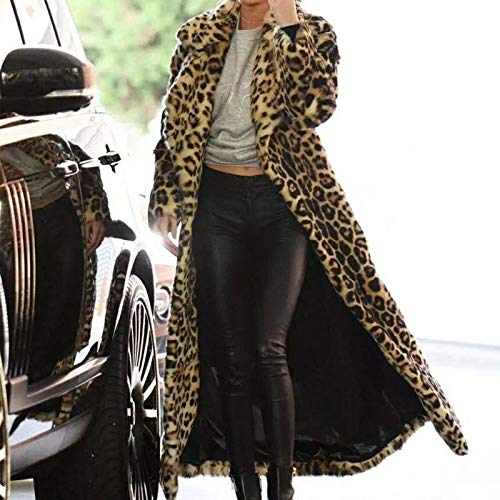 Women's Fashion Leopard Overcoat Winter Tall Faux Fur Coats Long Ankles Jacket Open Front Cardigan Outwear2