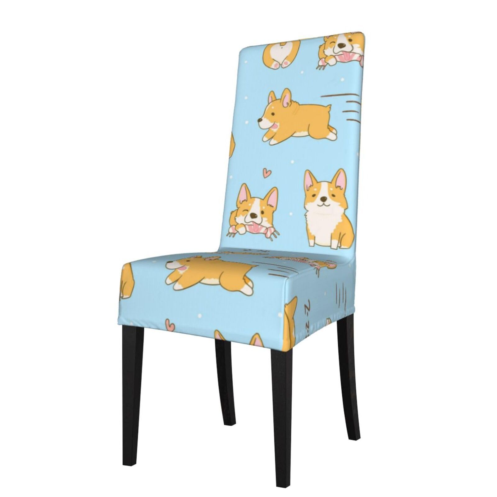Lkymoh As Picture Kawaii Corgi Cute Dog, Chair Covers Stretch Chair Slipcovers For Dining Room, For Party Pet Protection Universal Fit Soft Polyester