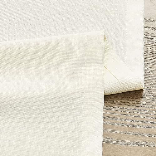 Image of ZeeMart Basic Linen Style Table Runner, 14 x 36 Inch Off White, Rustic Farmhouse Creamy White Table Runners 36 Inches Long, Everyday Polyester Table Runner - Machine Washable & Easy Care