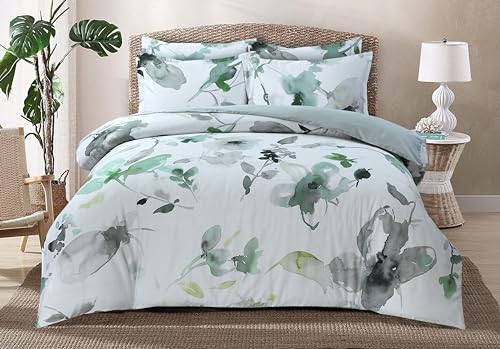 Majestic Giftware Madison Linen 8-Piece 48" Full Size Duvet Bedding Set (BL104-48F) | Summer Breeze - Emerald 300 TC 100% Cotton Sateen Durable & Washable |2 Fitted Sheets, 2 Duvets, 4 Pillowcases