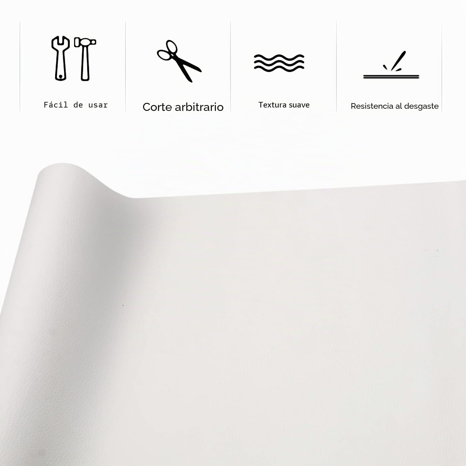 Cuero Adhesivo, Polipiel Adhesiva, Parches para Polipiel, Piel para tapizar, Parche de Cuero Autoadhesivo 60 x 300 cm, para Sofa, Silla de oficina, Muebles, Asientos de Coche, Blanco