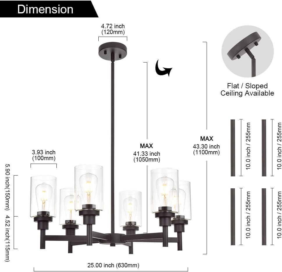 Exclusive Discount 60% Price VINLUZ 6 Light Farmhouse Chandelier Classic Pendant Lighting Oil-Rubbed Bronze Industrial Ceiling Lighting Fixture with Clear Glass Shades for Dining Room Kitchen Livingroom Black Friday - 80% OFF VINLUZ 6 Light Farmhouse Chandelier Classic Pendant Lighting Oil-Rubbed Bronze Industrial Ceiling Lighting Fixture with Clear Glass Shades for Dining Room Kitchen Livingroom