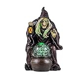 Figura de una bruja DRW Figura Bruja con Farol y Bola de Cristal de Resina Pintado a Mano 23 cm