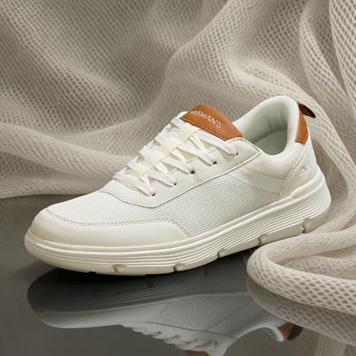Image of Neeman's Melange Dress Sneakers for Men | Breathable Mesh & Faux Leather Upper | Lightweight EVA Sole with Natural Rubber | Stylish Lace-Up Sneakers for Travel & Everyday Casual Comfort