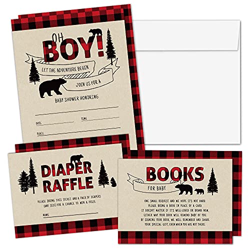 Cartes Lumberjack baby shower pour organiser une fête prénatale rustique en famille