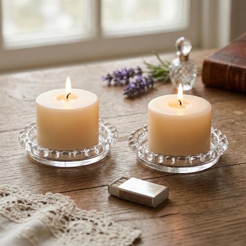 2PCS Crystal Bubble Candle Dish & Holder: Clear...