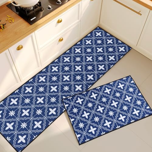 BWBIKE 2 Piezas de Alfombra de Cocina Antideslizante y Lavable, Tapete Absorbente para el Suelo de Cocina, Pasillo, Comedor y Entrada