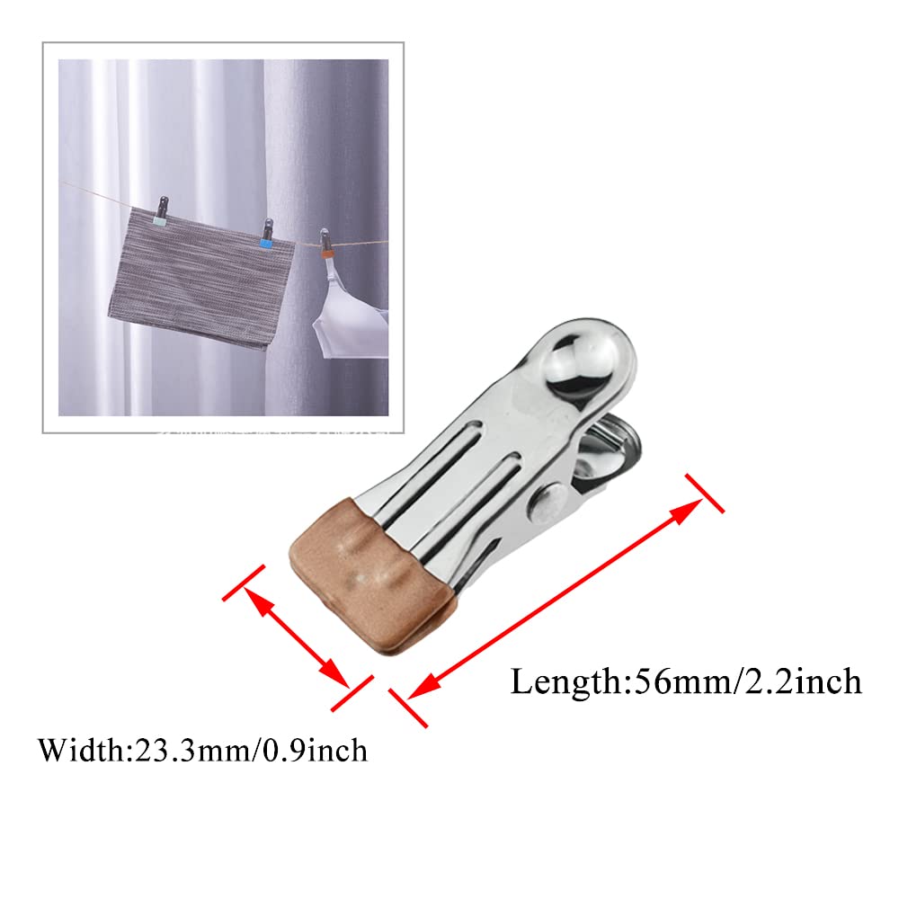 Hahiyo Stainless Steel Clothespins – 7-Pack, 2.2 Inch Windproof Sock Clips, Strong Grip, No Damage To Clothes