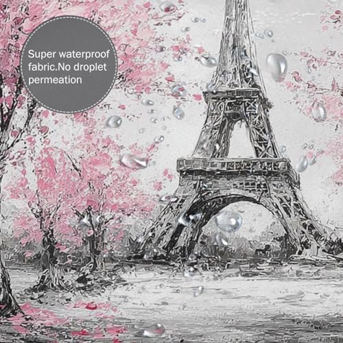 Rideau de douche lavable en machine pour éliminer les traces d'eau motif rétro Paris 183cm
