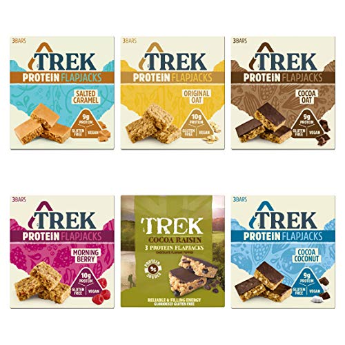 Trek Protein Flapjacks Range Mixed Case 18 Bars *Vegan, Wholefood* by Trek