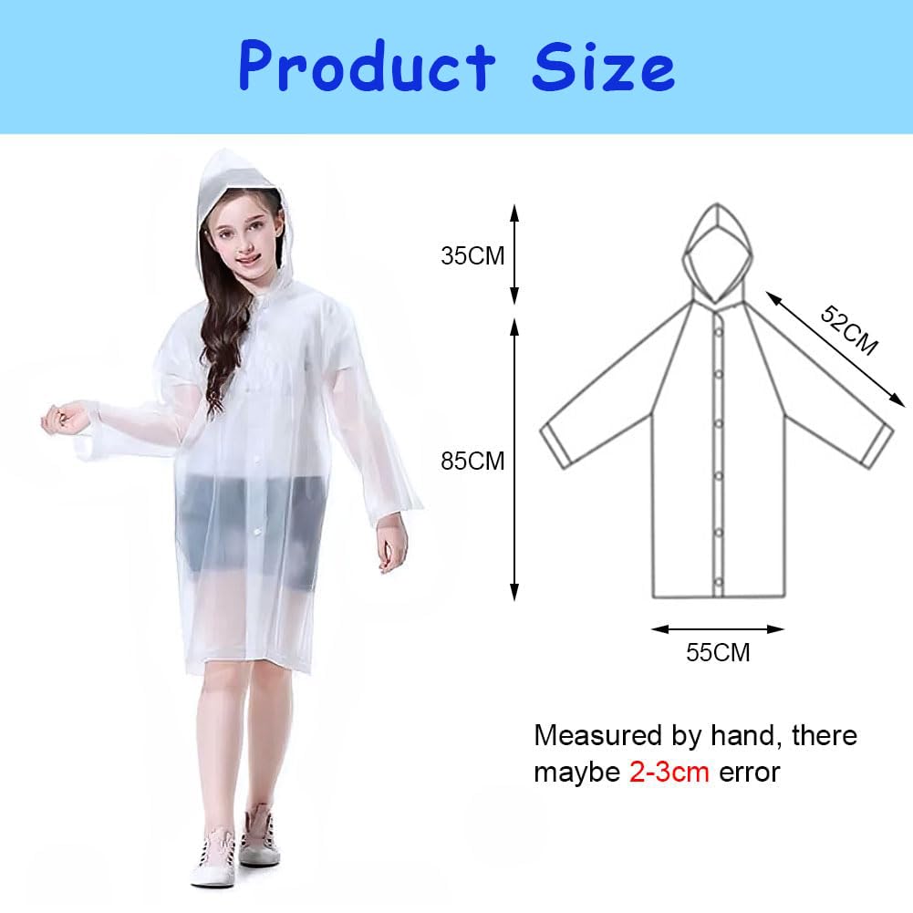 Vicloon Chubasquero Niño 2PCS Impermeable EVA Poncho Lluvia Capucha Espesar Altura 120-150 cm
