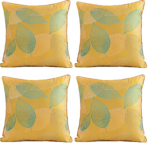Tennove Kissenbezug 4er Set Luxus Jacquard Polyester 45 x 45 cm Kissenbezüge mit Blättern Dekorativer Überwurf Kissenbezug Quadratische Kissenhüllen Muscheln Kissenschutz für Zuhause Sofa Couch Cover