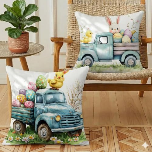 Housses de coussin extérieur imperméable 40x40 en lin imprimé Pâques