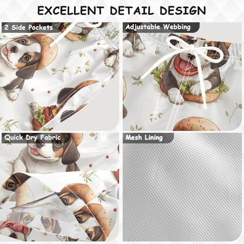 Pigsaly Boys Swim Trunks Cute Hamburger Beagle Dog Brown Puppy Boys Board Shorts Swimsuit Swimwear Summer Bathing Suit XS3
