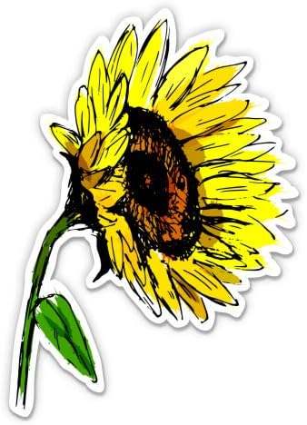 Sunflower Yellow Flower Pretty - 5 Vinyl Sticker - for Car Laptop I-Pad - Waterproof Decal