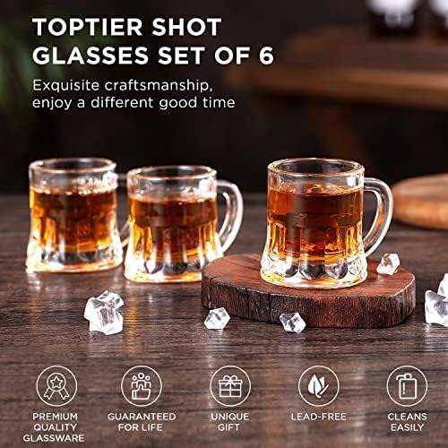 Toptier Shot Glasses,Espresso Shot Glasses,Set of 6 Shot Glasses With Handle,50ml/1.8oz Whiskey Shot Glasses,Home and Entertainment Dining Glassware.Suitable for Brandy,Liquor,Tequila glasses.Gift Box