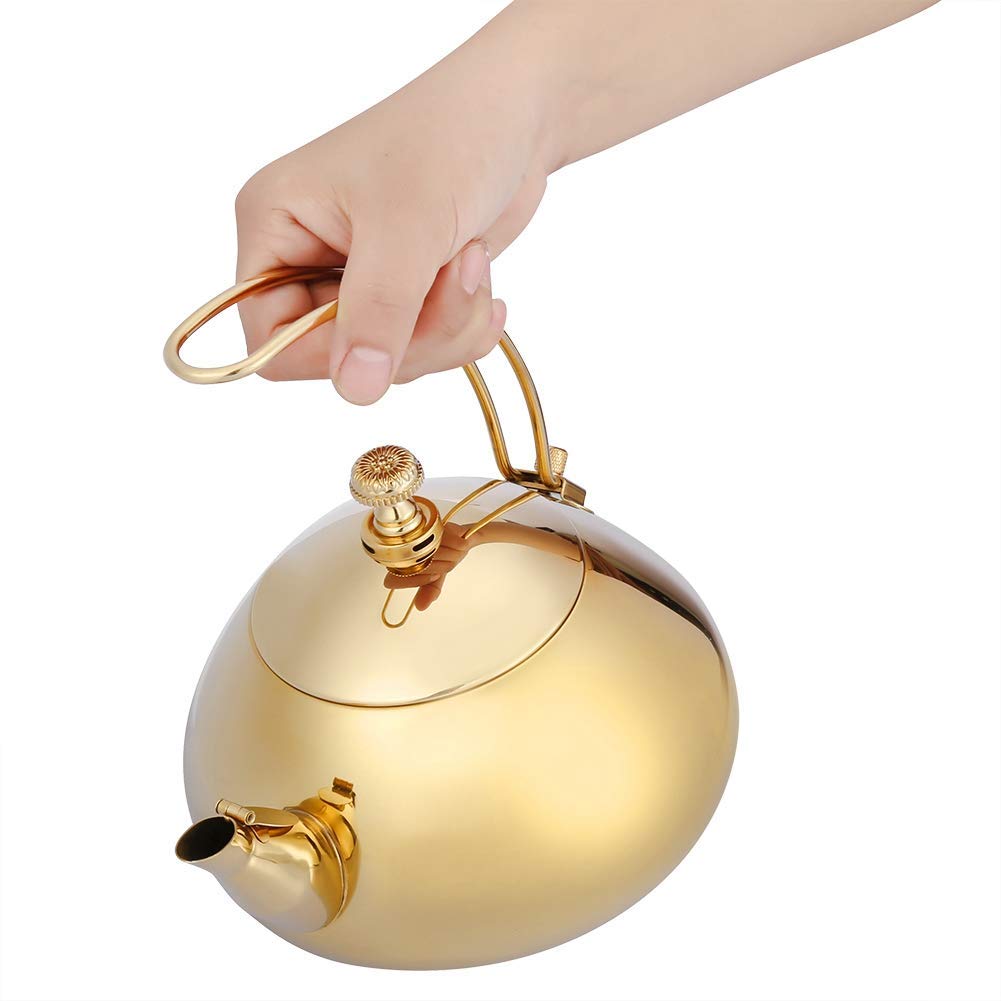 Fdit Gold 1.5L Stainless Steel Teakettle Classical Teapot Fast Water Heating Boiling Pot(Gold)