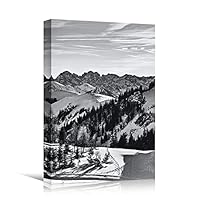 Canvas Wall Art Expressive Landscape Chic Dramatic Duotone Hallway Landscape Mountain Photography - 12x18 inches