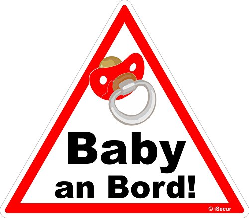 easydruck24de 1 Auto-Aufkleber Baby an Bord I kfz223 I 16 x 14 cm groß I Mädchen Sticker mit Schnuller I Hinweis-Aufkleber Achtung Vorsicht dreieckig wetterfest