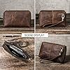 Contacts Mens Genuine Leather Travel Clutch with Wrist Strap,Zipper Passport Wallet with Zip Pocket, Large Capacity Phone Clutch Hand Bag for Men Vintage Oibrown #3
