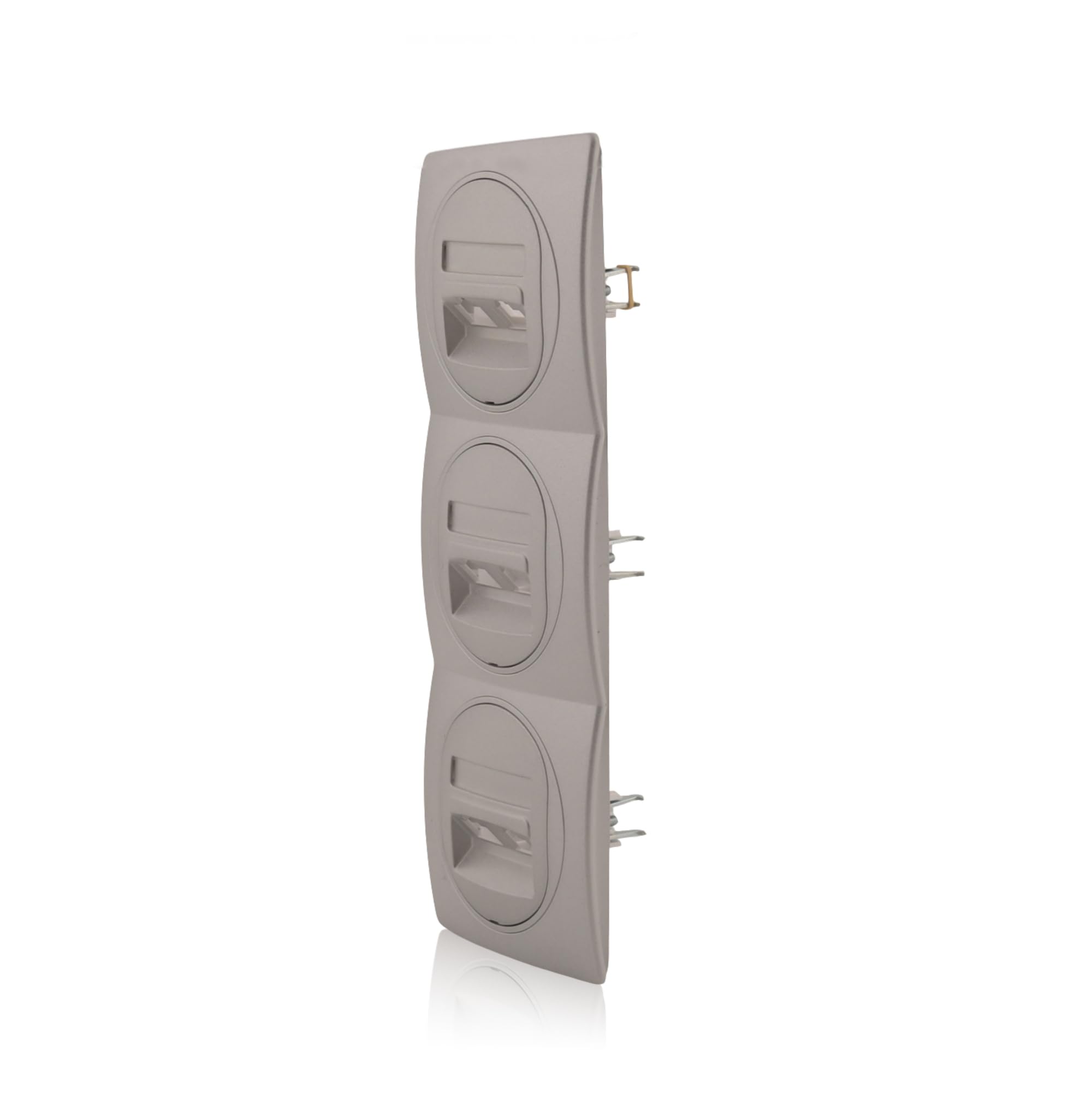3x Datenbuchse Nobilis Set Silber 2xRJ45 Cat 6 FTP, Ø 60 mm & 3-fach Rahmen 80x222 mm vertikal ABS