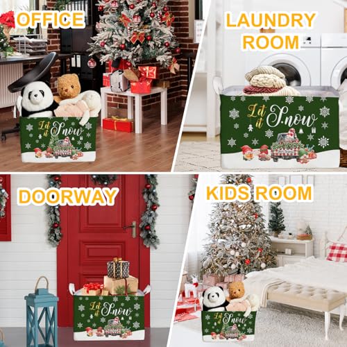 Image of Christmas Gnome Storage Box, Merry Waterproof Cloth Toy for Boys and Girls, Christmas Storage Box, Christmas Gnome Gift Basket Clothing Storage Basket Cube, Merry Party Decor