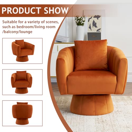 Sillón giratorio terciopelo suave naranja miniatura 6