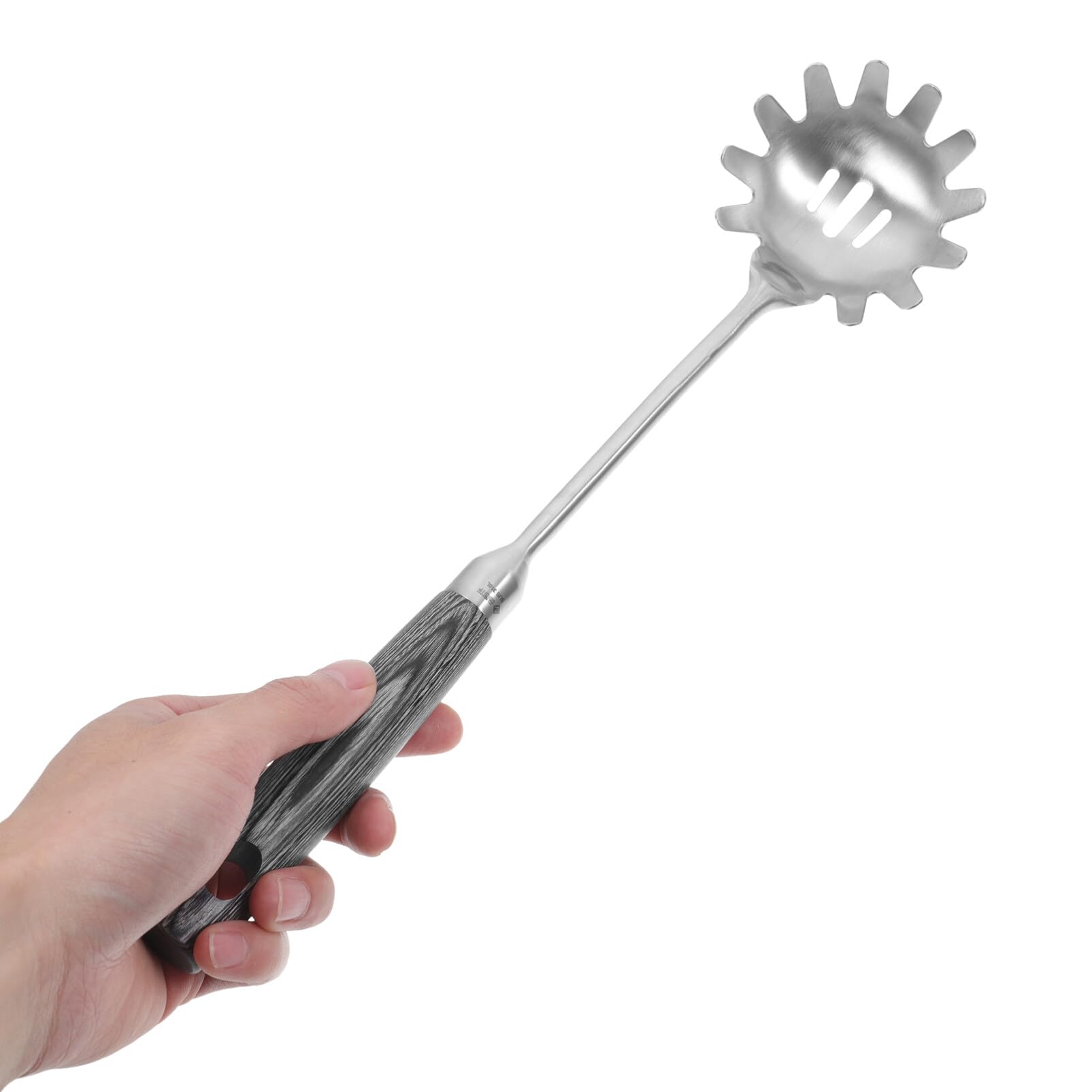 Alipis Pasta Cookware Stainless Steel Spaghetti Spoon Pasta Fork Spaghetti Spatula Pasta Serving Spoon with Teeth Spaghetti Ladle Noodle Strainer Spoon with Wood Ergonomic Handle