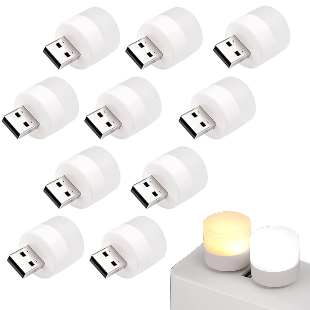 10PCS Night Light LED Mini Light Bulb Plug in Night Light Small Night Lights Warm White USB Light