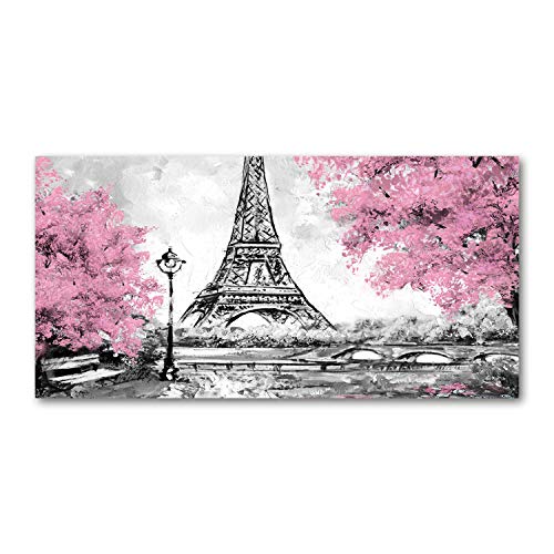 Splashback guard cuisine 140x70cm en verre anti-taches motif Paris rose Tulup