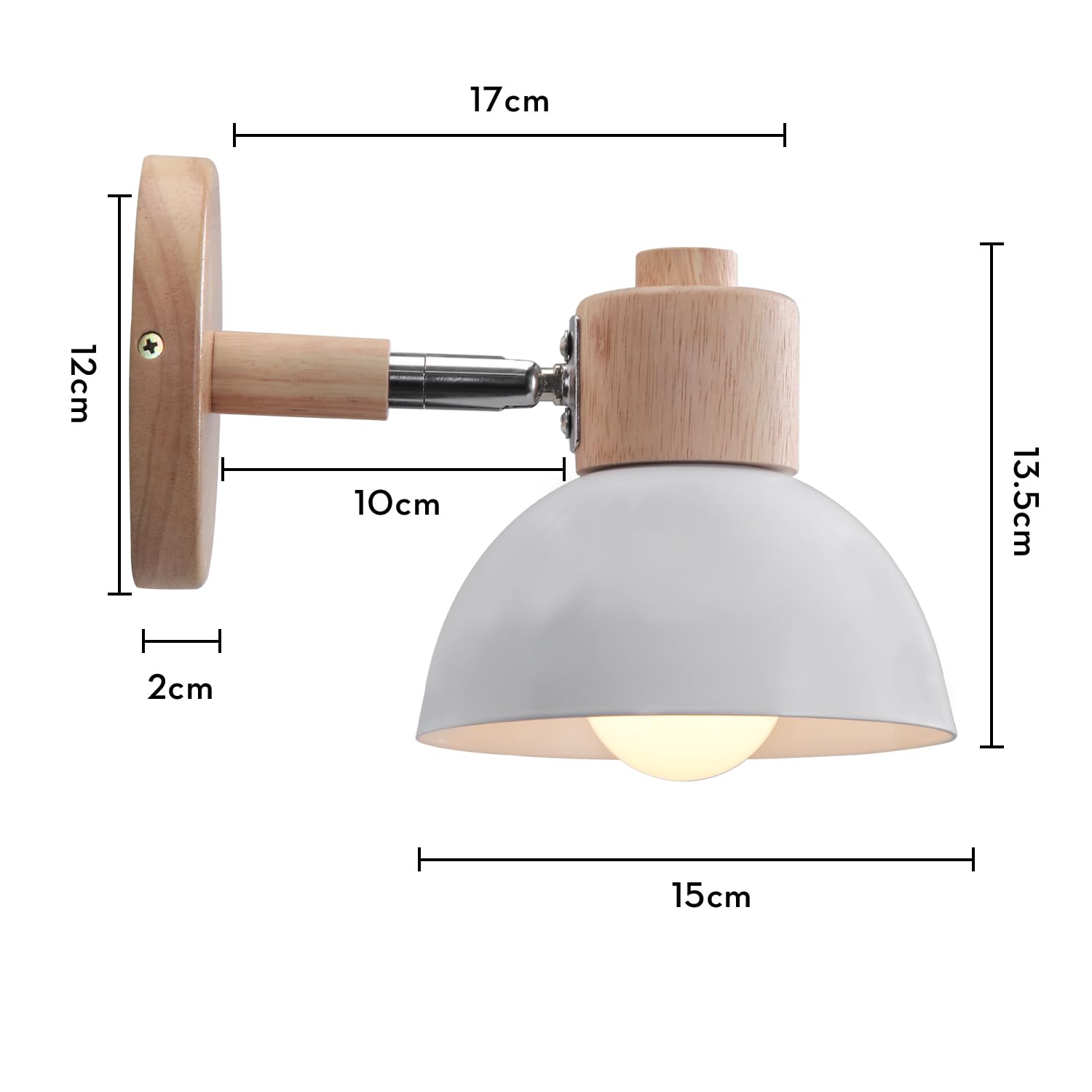 Applique Murale Industrielle Vintage Lampe Murale Interieur Sconce Rétro Luminaire Applique Abat-jour E27 Ø15CM pour Salle à Manger Escalier Chambre Cuisine Café(2pcs blanc)