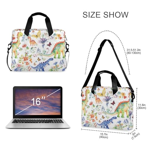 Funda portátil para laptop 15.6 pulgadas blanca con diseño de dinosaurio miniatura 5