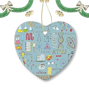Chrismtas Ornament Heart Shaped Plaque Gifts for Friends,Science Chemistry,Xmas Tree Decorations,Ceramic Hanging Keepsake