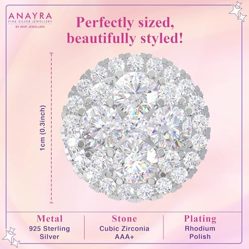 Image of 925 Sterling Silver Stud Earrings for Women | Cubic Zirconia Solitaire Ear Studs | Lightweight Hypoallergenic Anti-Tarnish Daily Wear Jewellery | Gift for Girls, Wife, Girlfriend, Mother, Sister | Birthday, Anniversary, Rakhi