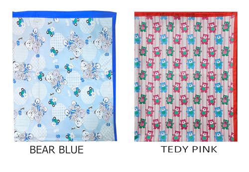Image of EcoSoft Plastic Sheet,PVC Sheet for Kids,Rubber Sheet for Babies,Bed Wetting Protector(90 x 135 cm) (Blue Bear & Pink Tedy)