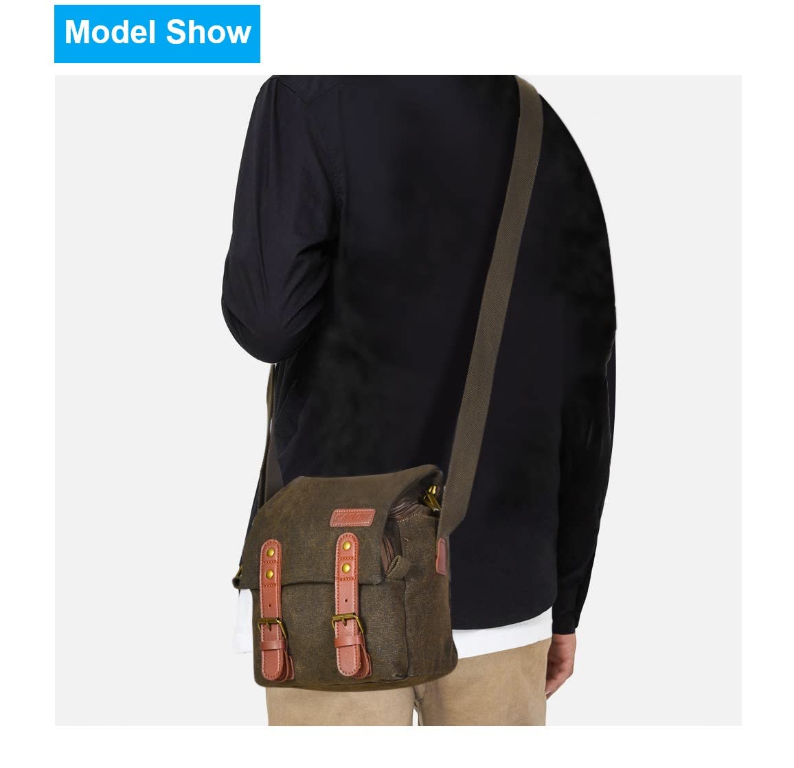 Borsa a tracolla in tela marrone retrò impermeabile antifurto borsa a tracolla 2 modi per utilizzare borsa a tracolla esterna o borsa per Sony Alpha A6600 A6500 A6400 A6300 A6000 A5100 A5000