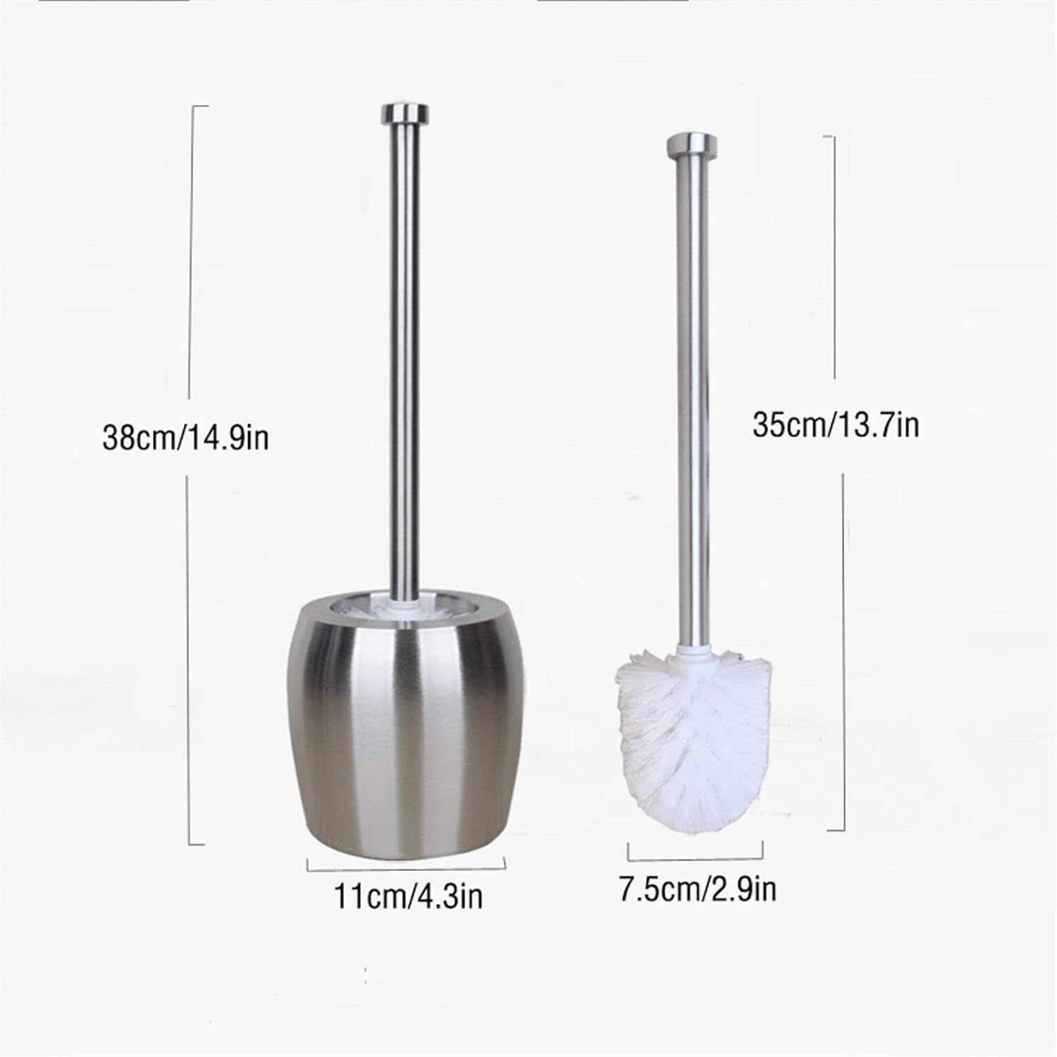 Cepillo de Inodoro de Acero Inoxidable con Base, Cepillo de Inodoro de Doble Capa Engrosado, Limpieza de 360 ​​Grados, Inodoro Creativo de Moda. ，Escobillero(White)