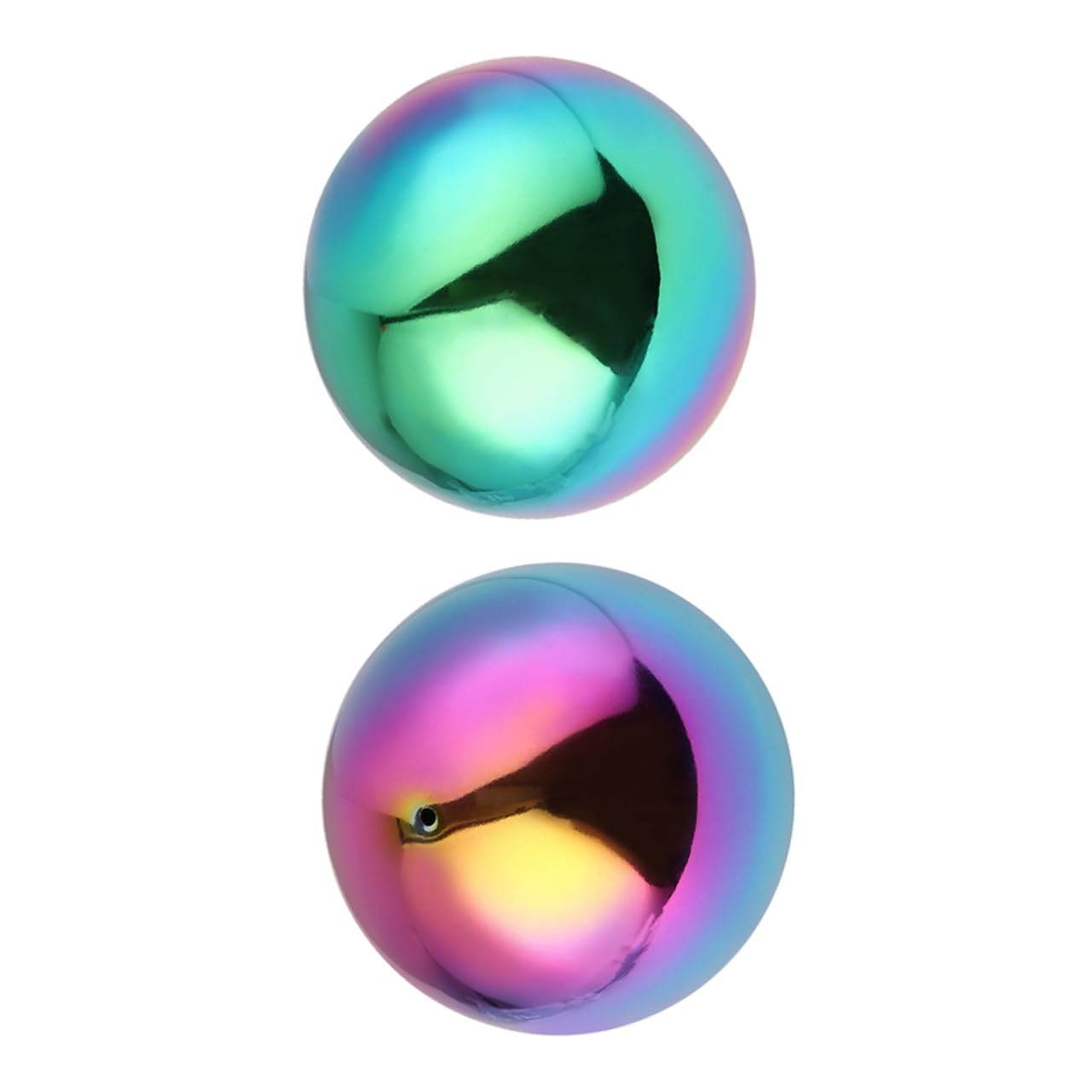 SUPVOX 2Pcs Stainless Steel Rainbow Gazing Globe Polished Mirror Balls for Garden Decor Hollow Spheres Reflective Accent for Use