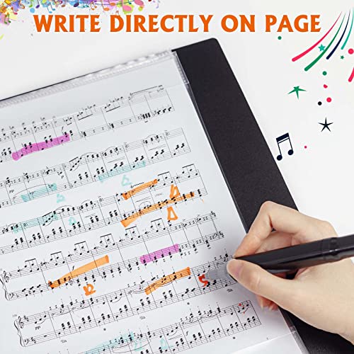 Sheet Music Folder, Letter Size Music Binder, 80 Pages Capacity, Writable Choir Folder, Fit 8.5 X 11 Paper, Black #TOP3