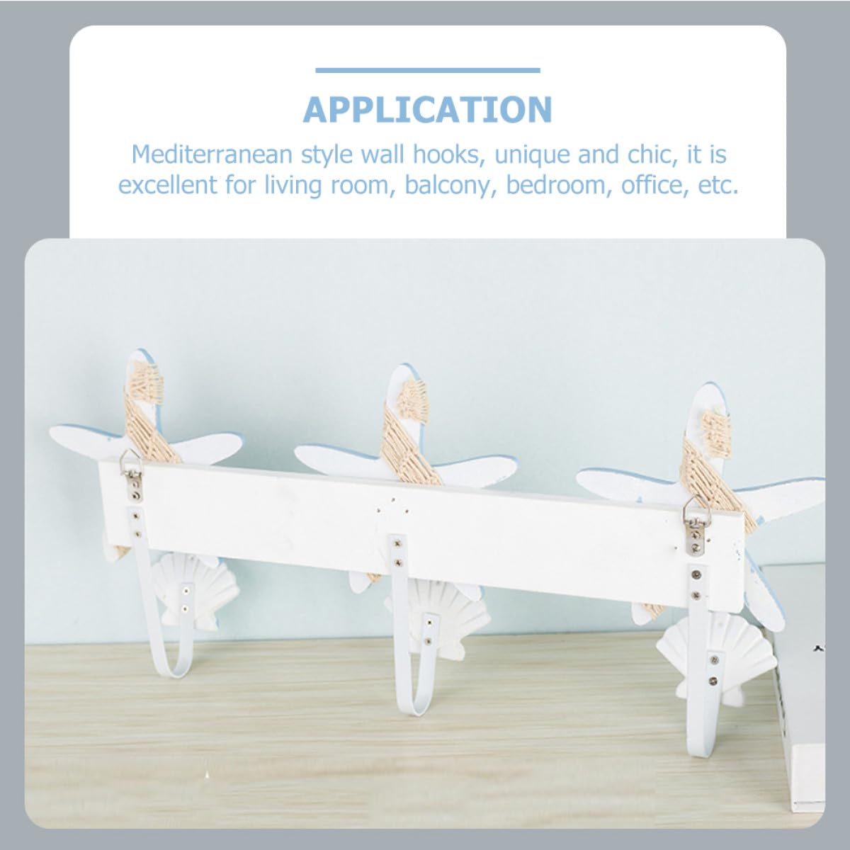 Perchero de Pared en Azul Ganchos de Mdf y Hierro Estilo Mediterráneo Gancho Resistente para Colgar Ropa y Decoración del Hogar
